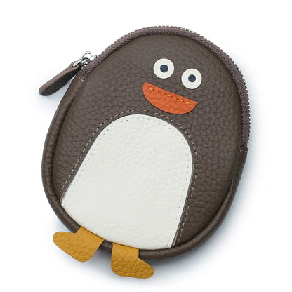 Cute Penguin Coin Purse for Girls Women Genuine Leather Mini Coins Bag Creative Small Storage Bags Kawaii Zipper Purse Wallets