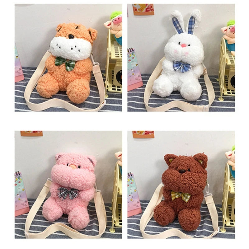 Cute Rabbit Plush Doll Girls Crossbody Bag Bunny Shoulder Bag Mobile Phone Key Storage Handbag Coin Purse