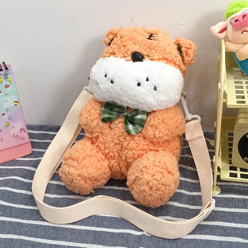 Cute Rabbit Plush Doll Girls Crossbody Bag Bunny Shoulder Bag Mobile Phone Key Storage Handbag Coin Purse