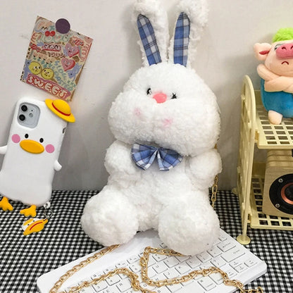 Cute Rabbit Plush Doll Girls Crossbody Bag Bunny Shoulder Bag Mobile Phone Key Storage Handbag Coin Purse