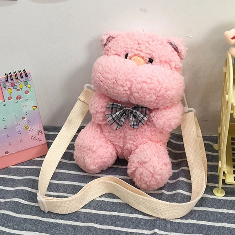 Cute Rabbit Plush Doll Girls Crossbody Bag Bunny Shoulder Bag Mobile Phone Key Storage Handbag Coin Purse