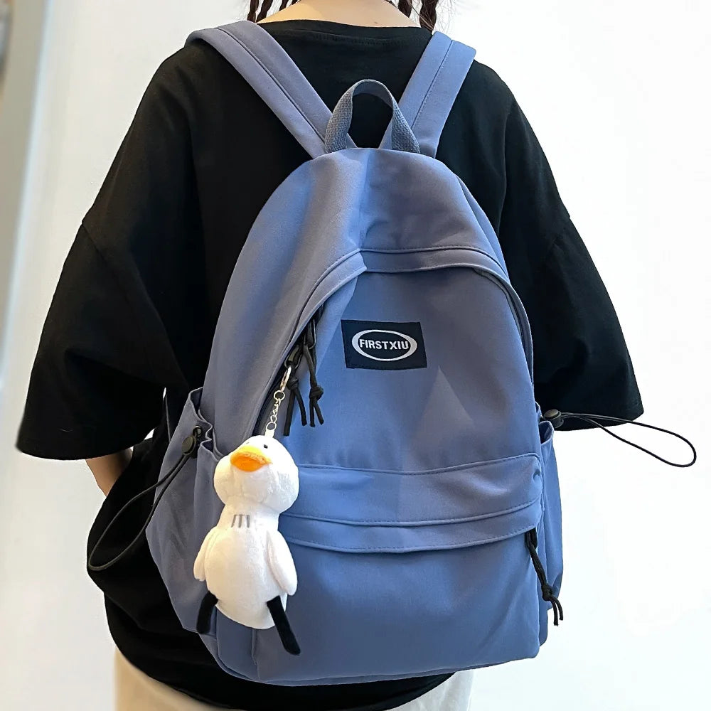 Cute Small Lady Blue Backpack Waterproof Nylon Female Kawaii Bag Teenage Girl School Bag College Student Women Backpacks Fashion