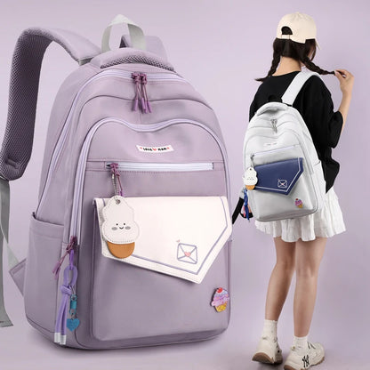 Cute Waterproof Travel School Bag Women Nylon Laptop Fashion Ladies Student Girl Boy Book Bag Female College Backpack Trendy