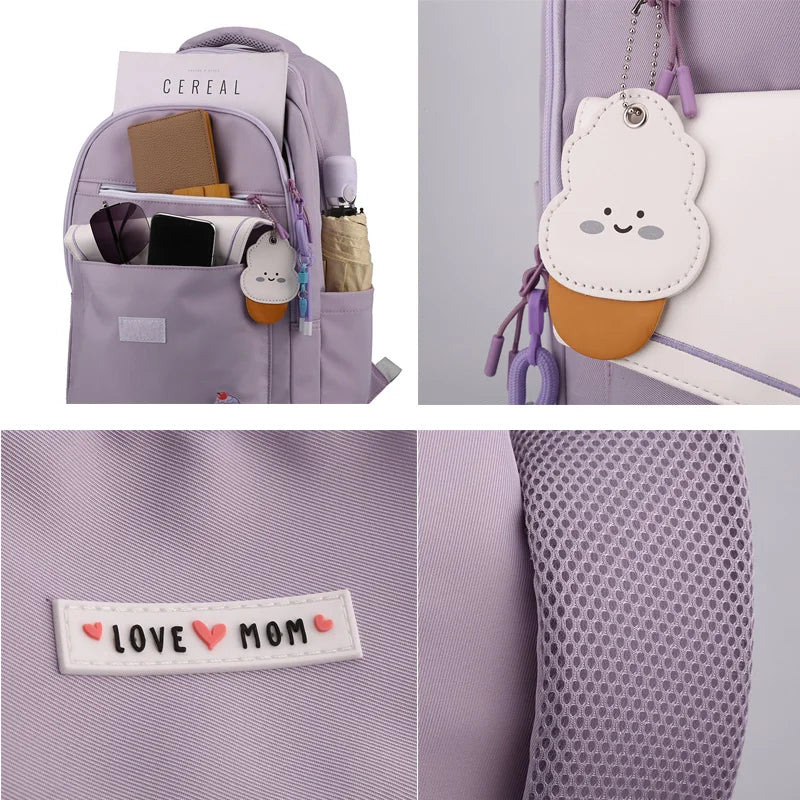 Cute Waterproof Travel School Bag Women Nylon Laptop Fashion Ladies Student Girl Boy Book Bag Female College Backpack Trendy