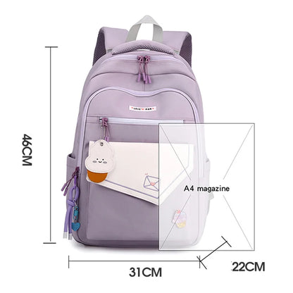 Cute Waterproof Travel School Bag Women Nylon Laptop Fashion Ladies Student Girl Boy Book Bag Female College Backpack Trendy