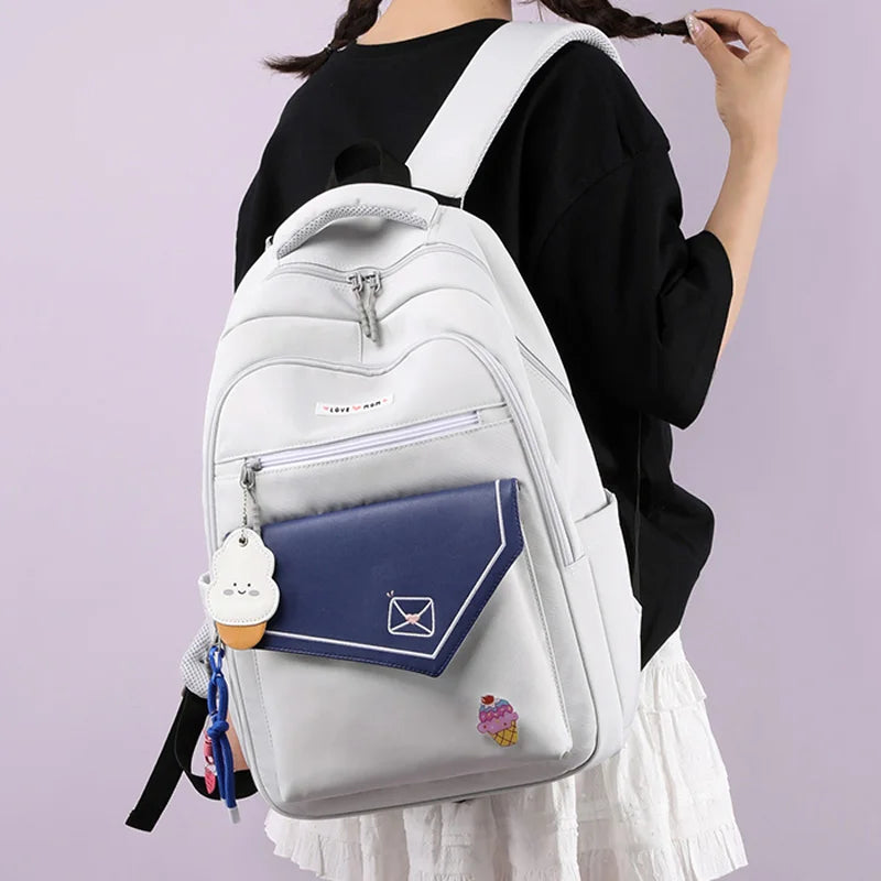 Cute Waterproof Travel School Bag Women Nylon Laptop Fashion Ladies Student Girl Boy Book Bag Female College Backpack Trendy