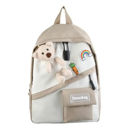 Cute Women Backpacks Student Girls School Bags Teenage School Bags Bear Rainbow Bagpack Transparent Pouch Bags