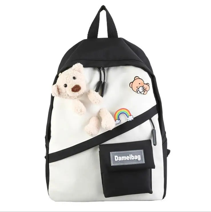 Cute Women Backpacks Student Girls School Bags Teenage School Bags Bear Rainbow Bagpack Transparent Pouch Bags