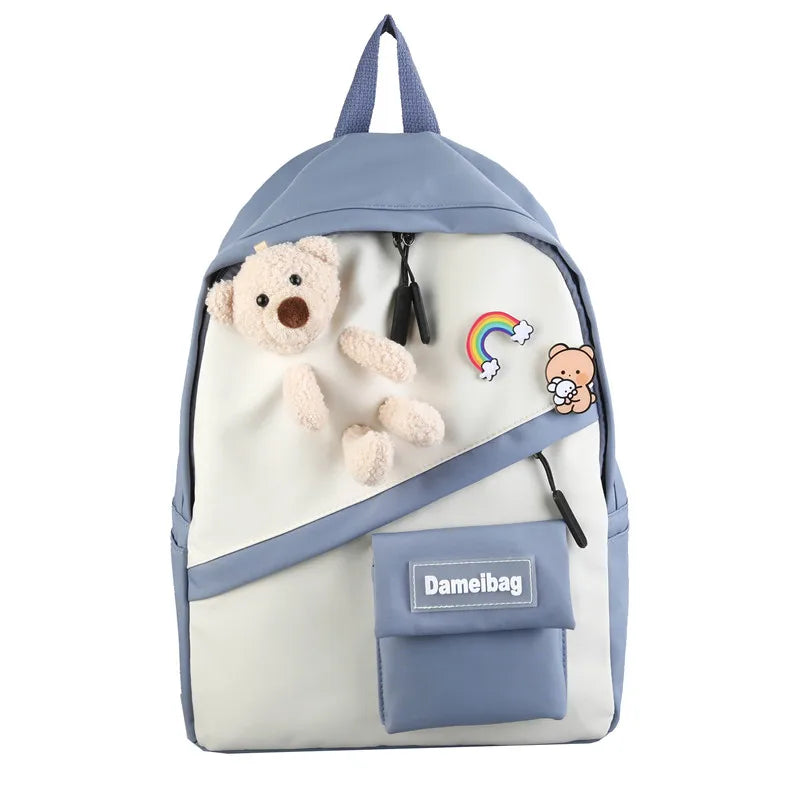 Cute Women Backpacks Student Girls School Bags Teenage School Bags Bear Rainbow Bagpack Transparent Pouch Bags