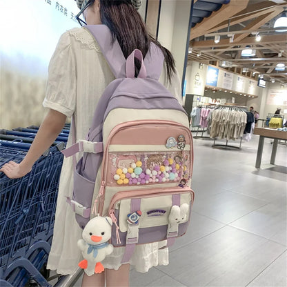 Cute Women Backpacks Waterproof Multi-Pocket Nylon School Backpack for Student Female Girls Kawaii Laptop Book Pack Mochilas