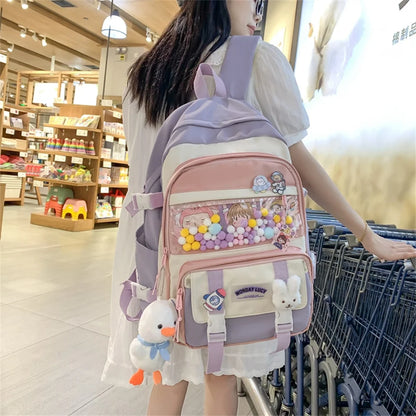 Cute Women Backpacks Waterproof Multi-Pocket Nylon School Backpack for Student Female Girls Kawaii Laptop Book Pack Mochilas