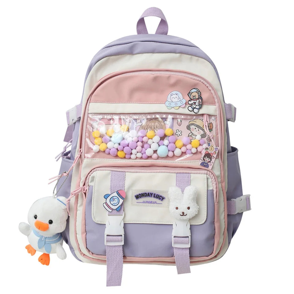 Cute Women Backpacks Waterproof Multi-Pocket Nylon School Backpack for Student Female Girls Kawaii Laptop Book Pack Mochilas