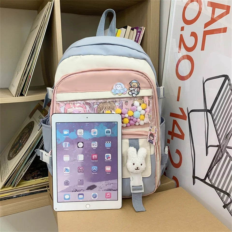 Cute Women Backpacks Waterproof Multi-Pocket Nylon School Backpack for Student Female Girls Kawaii Laptop Book Pack Mochilas