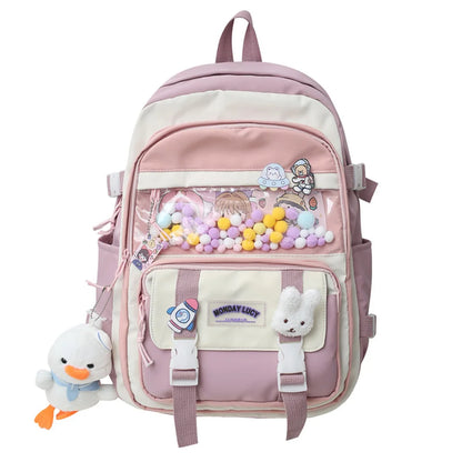 Cute Women Backpacks Waterproof Multi-Pocket Nylon School Backpack for Student Female Girls Kawaii Laptop Book Pack Mochilas