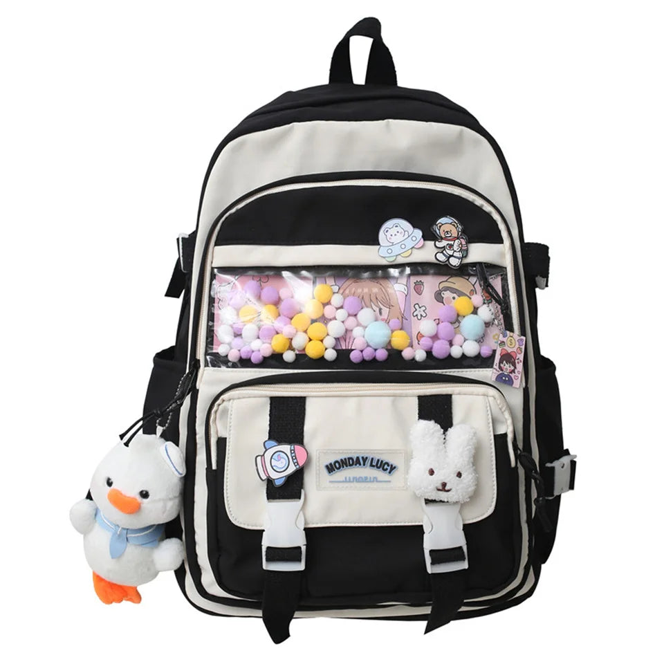 Cute Women Backpacks Waterproof Multi-Pocket Nylon School Backpack for Student Female Girls Kawaii Laptop Book Pack Mochilas