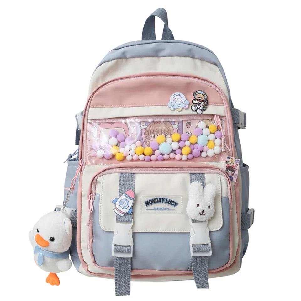 Cute Women Backpacks Waterproof Multi-Pocket Nylon School Backpack for Student Female Girls Kawaii Laptop Book Pack Mochilas
