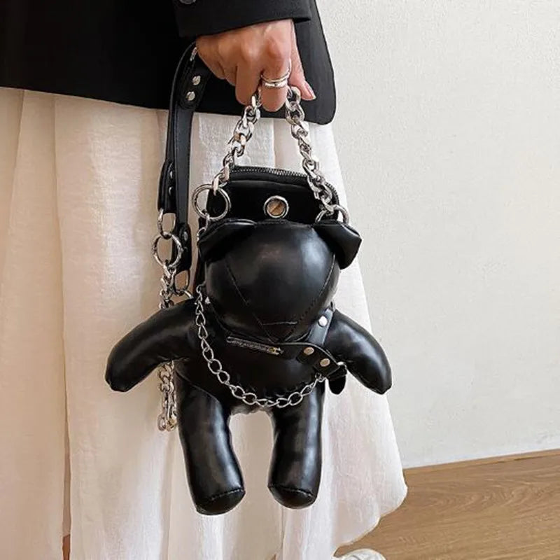 Cute Women Bear Shape Crossbody Bags 2023 Fashion Pu Leather Small Chains Shoulder Purses Party Handbags For Women