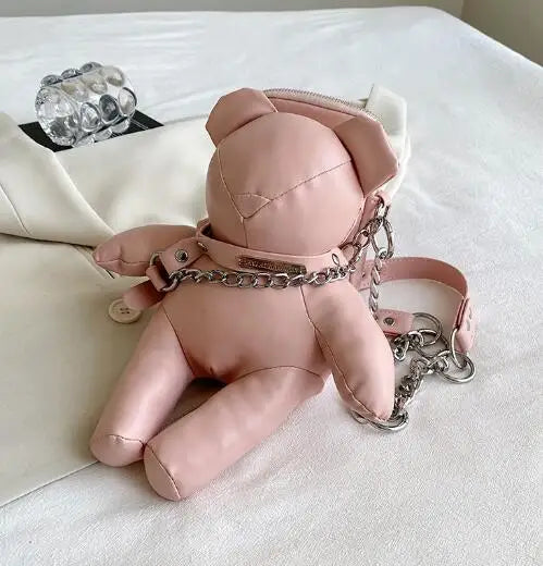 Cute Women Bear Shape Crossbody Bags 2023 Fashion Pu Leather Small Chains Shoulder Purses Party Handbags For Women