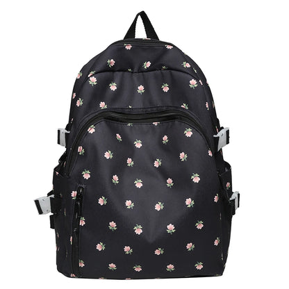 Cute Women Floral Print Laptop Book Bag Trendy Female College Backpack Girl Travel Kawaii School Bag Lady Nylon Backpack Fashion