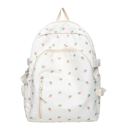Cute Women Floral Print Laptop Book Bag Trendy Female College Backpack Girl Travel Kawaii School Bag Lady Nylon Backpack Fashion