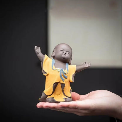 Cute ceramic Little Monk Zen Characters Statue Traditional art sculpture Home Room, Office Decoration Accessories Free delivery