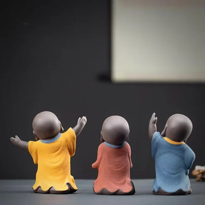 Cute ceramic Little Monk Zen Characters Statue Traditional art sculpture Home Room, Office Decoration Accessories Free delivery