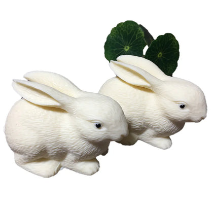 Cute little white rabbit animal model resin sculpture home living room bedroom car ornaments Children's gifts