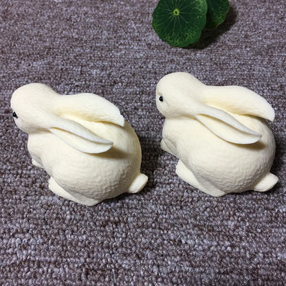 Cute little white rabbit animal model resin sculpture home living room bedroom car ornaments Children's gifts