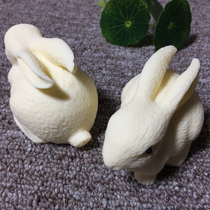 Cute little white rabbit animal model resin sculpture home living room bedroom car ornaments Children's gifts