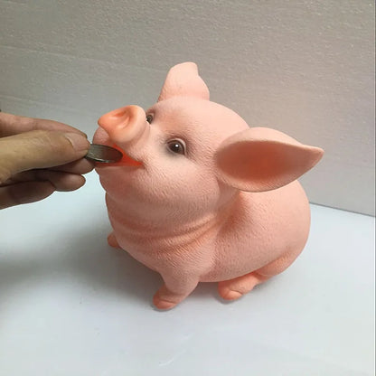 Cute pig animal money box， Fall resistant plastic coin box， Large capacity Children's gift money saving box Home Decorations