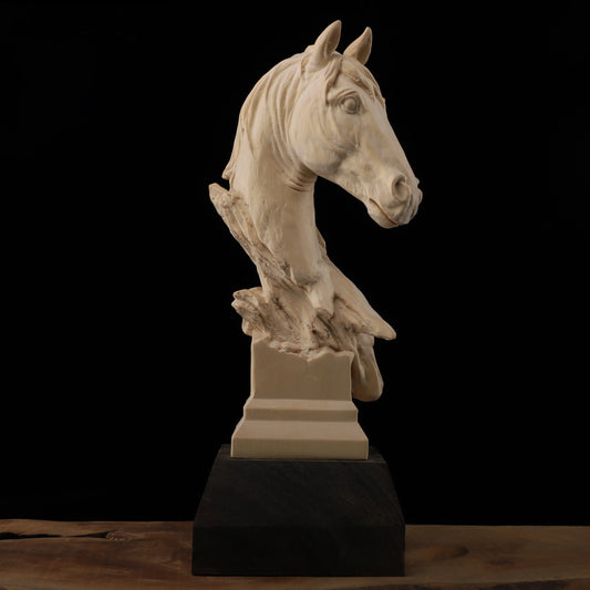 Cypress Wood Statue Success Horse Head Home Office Gifts Animal Decoration Solid Wood Crafts Home Decor