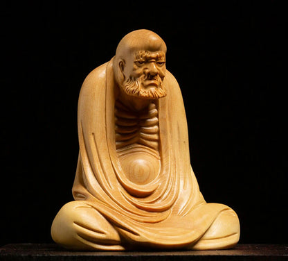 D086ca - 8 X 7X 5.5 CM Carved Boxwood Carving Figurine : Damo Monk