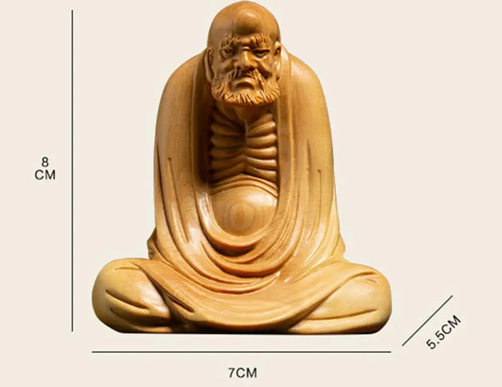 D086ca - 8 X 7X 5.5 CM Carved Boxwood Carving Figurine : Damo Monk