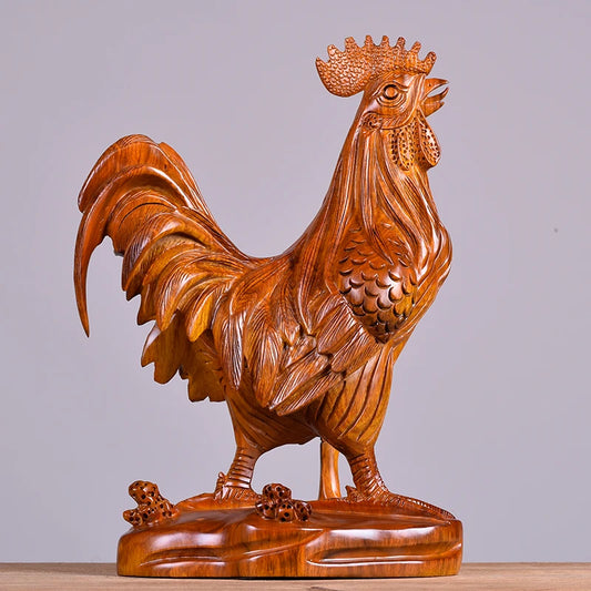 DA JI DA LI Auspicious large home lobby company SHOP efficacious Mascot Money drawing GOOD LUCK WOODEN Rooster FENG SHUI Statue