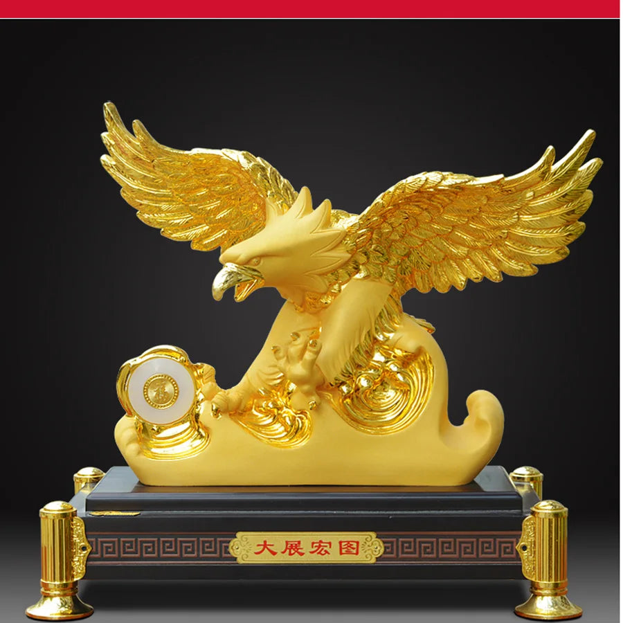 DAZHAN HONGTU Southeast Asia HOME SHOP Company Mascot Bring good luck money Success Golden Eagle statue brisk thriving business