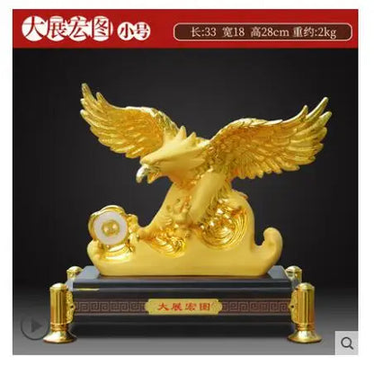 DAZHAN HONGTU Southeast Asia HOME SHOP Company Mascot Bring good luck money Success Golden Eagle statue brisk thriving business