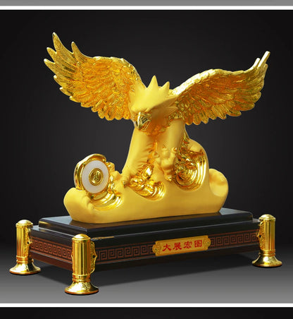DAZHAN HONGTU Southeast Asia HOME SHOP Company Mascot Bring good luck money Success Golden Eagle statue brisk thriving business