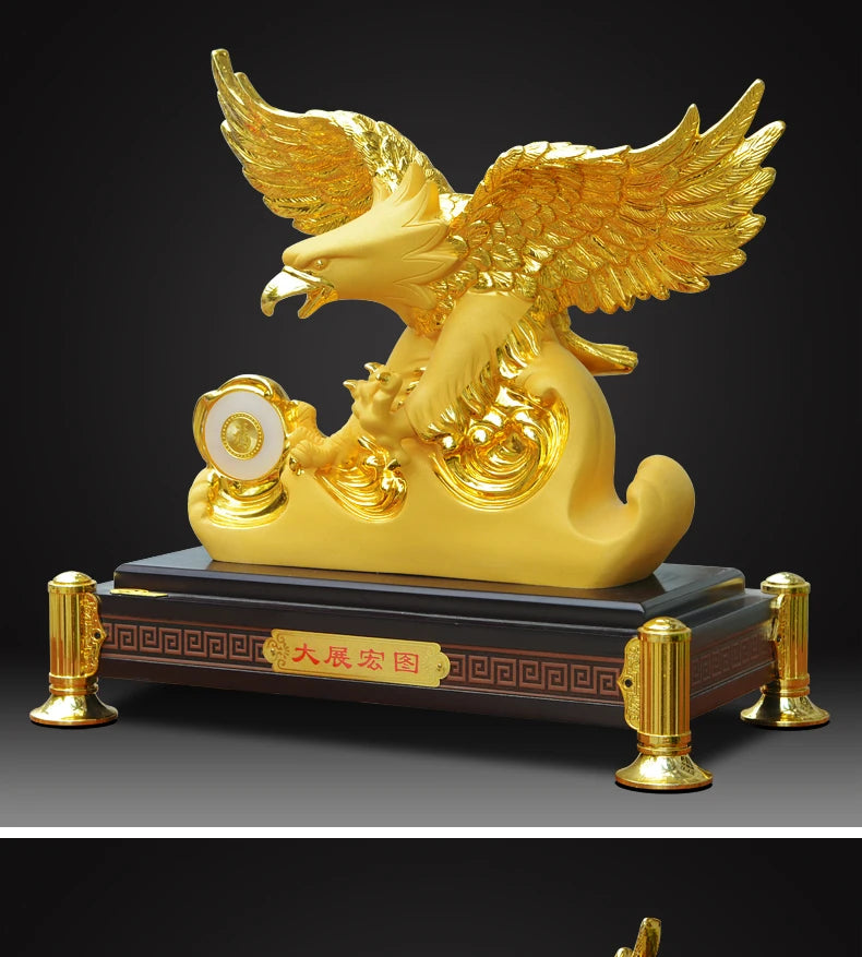 DAZHAN HONGTU Southeast Asia HOME SHOP Company Mascot Bring good luck money Success Golden Eagle statue brisk thriving business