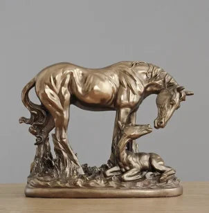 DEEP FEELINGS HORSE STATUE BRONZE HORSE ART SCULPTURE ABSTRACT ANIMAL FIGURINE RESIN CRAFTS HOME DECORATIONS WEDDING GIFT R1377