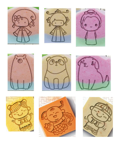 DIY Acrylic Crystal Transparent Girl Soap Seal, New Resin Soap Stamp, 44x44mm, 3 Pcs Set