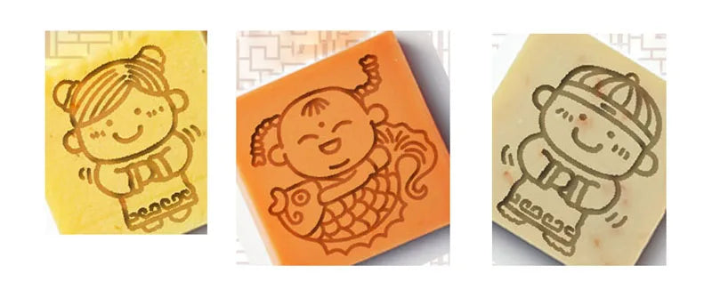 DIY Acrylic Crystal Transparent Girl Soap Seal, New Resin Soap Stamp, 44x44mm, 3 Pcs Set