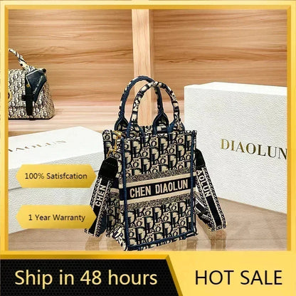 DIY Name Embroidery Luxury Canvas Tote For Women High Quality Ladies Designer Purse Customized Handbags Travelling Bag