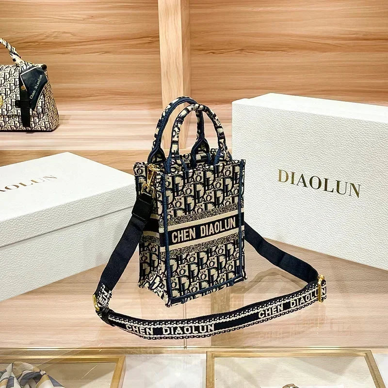 DIY Name Embroidery Luxury Canvas Tote For Women High Quality Ladies Designer Purse Customized Handbags Travelling Bag