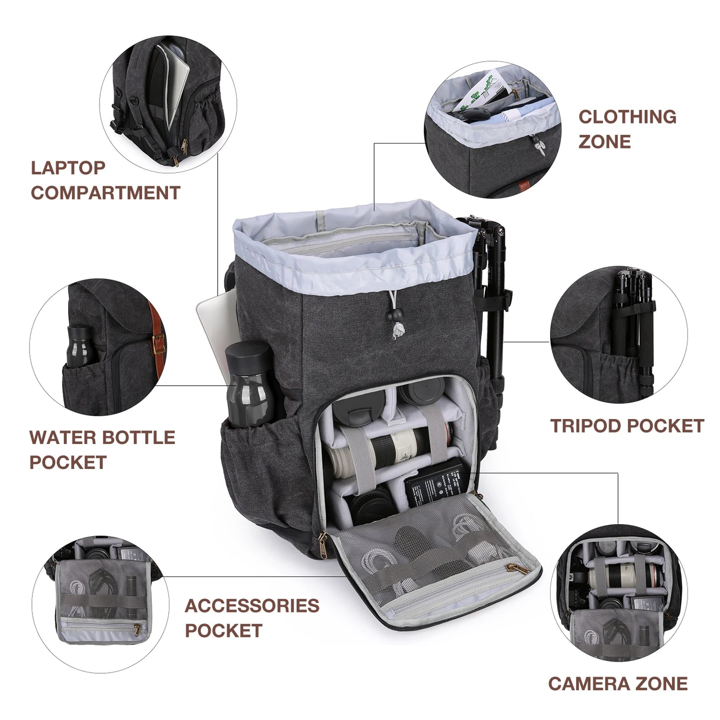 DSLR Camera Backpack BAGSMAR Waterproof Camera Bag for Photographers Anti-Theft Photography Backpack with 15 Inch Laptop