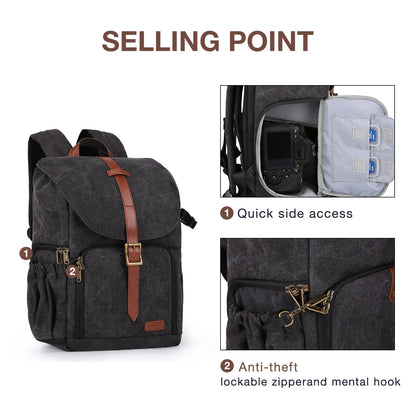 DSLR Camera Backpack BAGSMAR Waterproof Camera Bag for Photographers Anti-Theft Photography Backpack with 15 Inch Laptop