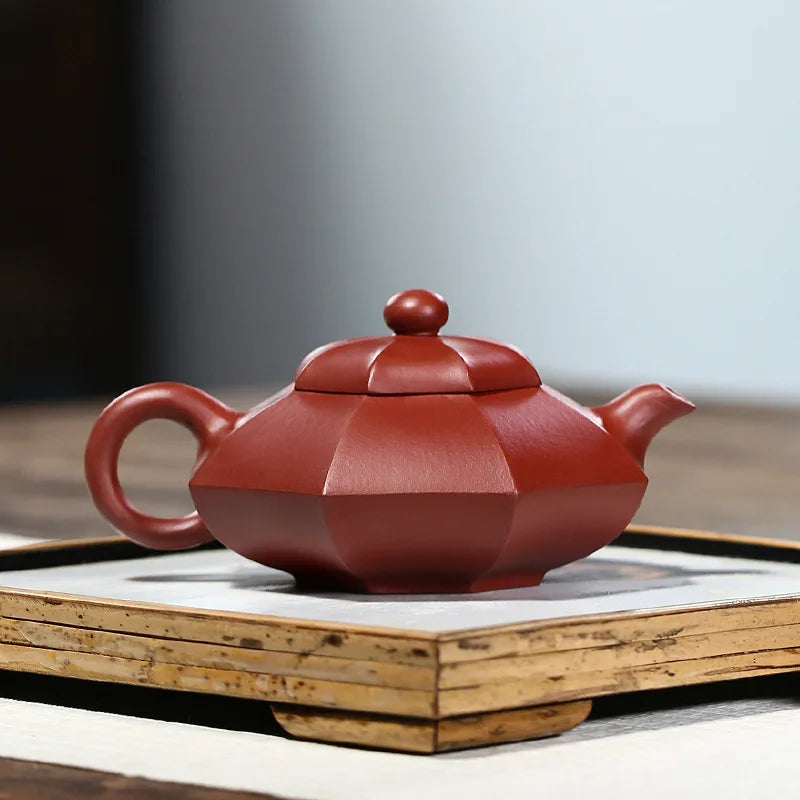 Dahongpao Bafang Acacia Pot Zisha Teapot, Handmade Kung-Fu Teaware, Purple Clay, Drinkware for Puer, Green, Black, Chinese