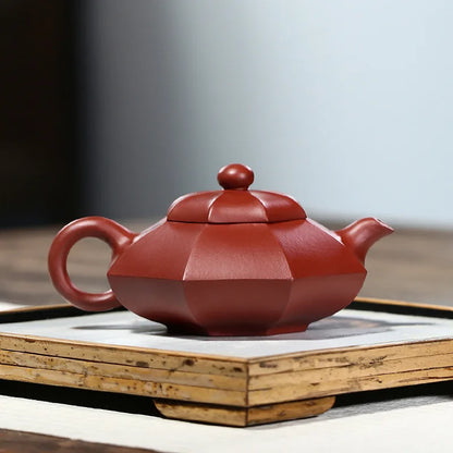 Dahongpao Bafang Acacia Pot Zisha Teapot, Handmade Kung-Fu Teaware, Purple Clay, Drinkware for Puer, Green, Black, Chinese
