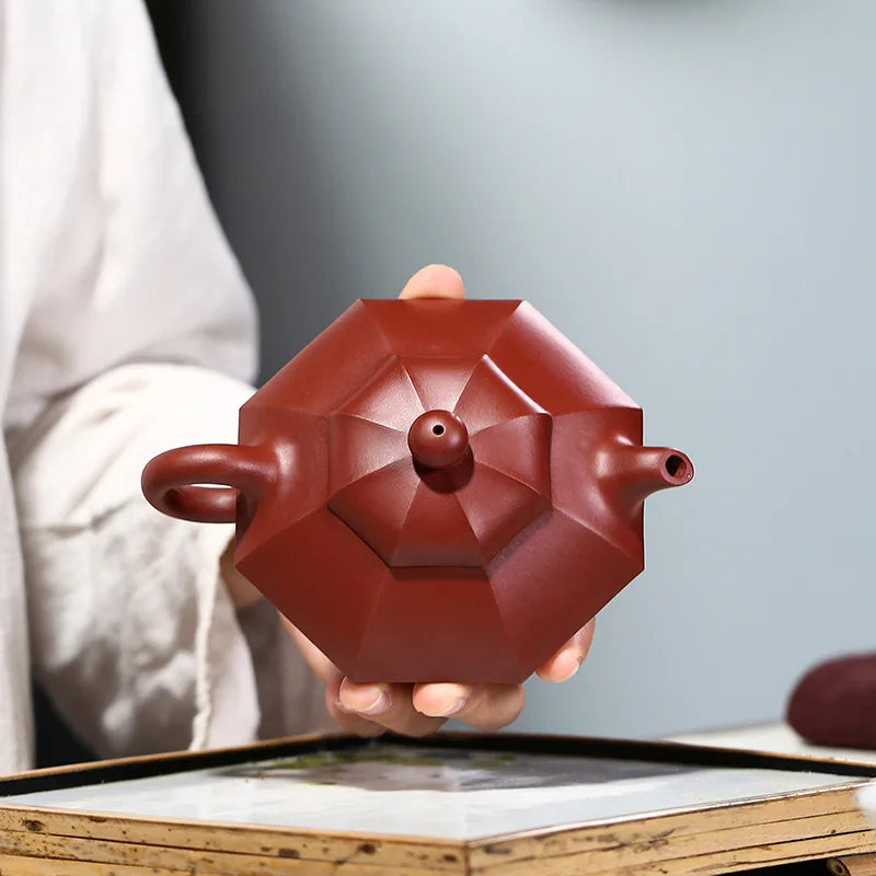 Dahongpao Bafang Acacia Pot Zisha Teapot, Handmade Kung-Fu Teaware, Purple Clay, Drinkware for Puer, Green, Black, Chinese