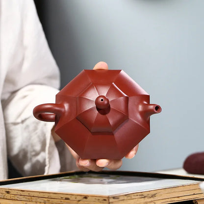 Dahongpao Bafang Acacia Pot Zisha Teapot, Handmade Kung-Fu Teaware, Purple Clay, Drinkware for Puer, Green, Black, Chinese