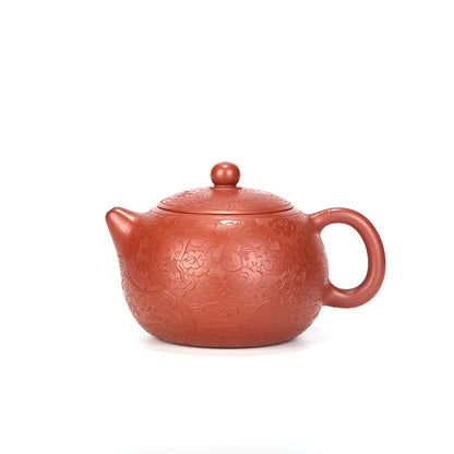Dahongpao Carved and Painted Dragon Xishi Teapot, Zisha Teapot, Yixing Handmade Pot, Kung-Fu Teaware, Purple Clay Drinkware